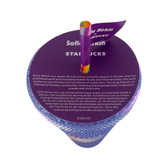 Sofie Birkin + Starbucks 2024 Pride Studded Rainbow Cold Cup, 24 oz Venti NWT - Picture 3 of 6